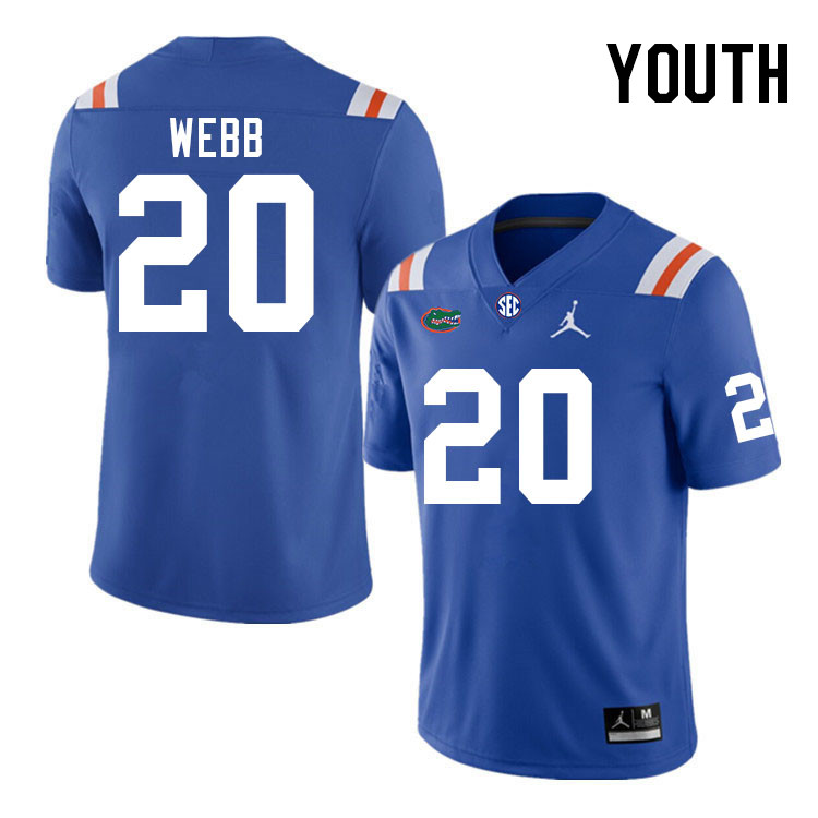 Youth #20 Treyaun Webb Florida Gators College Football Jerseys Stitched-Retro
